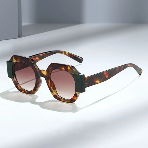 Geometrische Polygon Sonnenbrille Retro Dicker Rahmen UV400 Schutz PC Material Trendy Designer Brillen Für Damen Herren