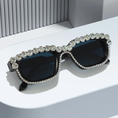 Gafas De Sol Cuadradas Con Pedrería Protección UV400 Marco PC Y2K Lujo Moda Sobredimensionada Para Mujeres