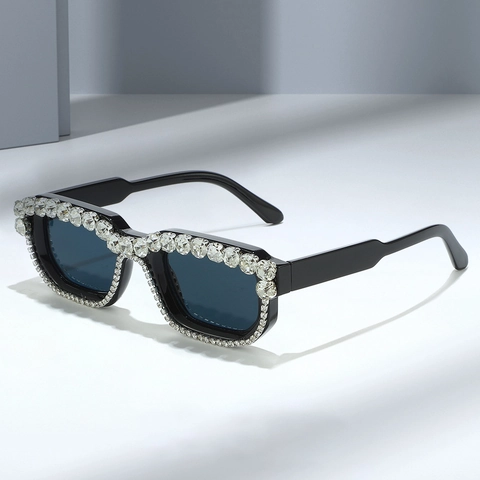 Gafas De Sol Cuadradas Con Pedrería Protección UV400 Marco PC Y2K Lujo Moda Sobredimensionada Para Mujeres