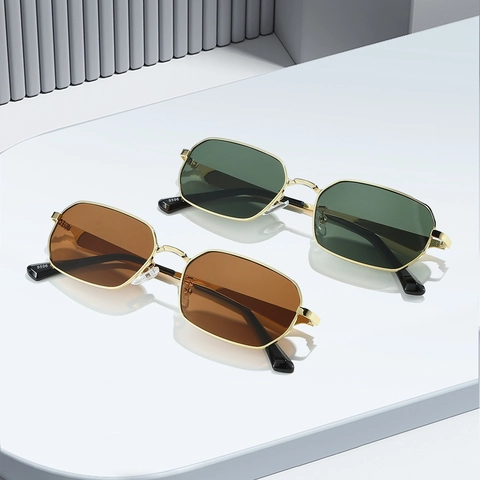 Polygon Sunglasses Metal Frame UV400 Protection Retro Vintage Geometric Irregular Eyewear For Men And Women Streetwear