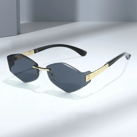 Gafas De Sol Geométricas Sin Montura Marco De Metal Protección UV400 Lentes Graduadas Moda Irregular Para Hombres Mujeres