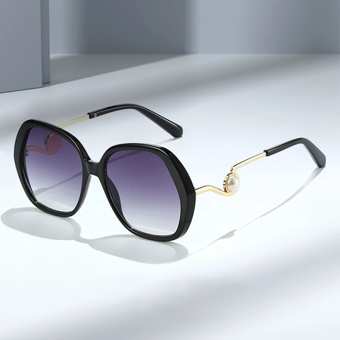 Lunettes De Soleil Oversize Pour Femmes Avec Künstliche Perles Branches En Métal Verres Dégradés UV400 Élégantes Rétro