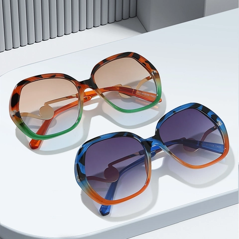 Lunettes De Soleil Oversize Pour Femmes Avec Künstliche Perles Branches En Métal Verres Dégradés UV400 Élégantes Rétro