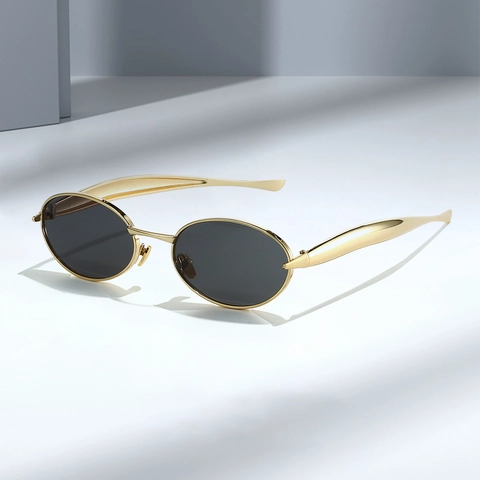 Gafas De Sol Ovaladas Vintage Montura De Metal Protección UV400 Montura Pequeña Retro Para Hombres Mujeres Accesorio Moda