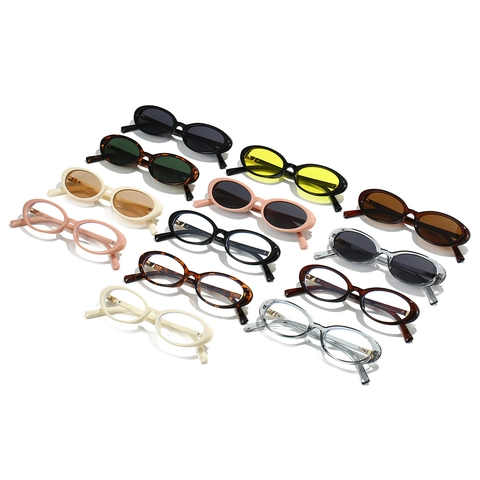 Occhiali Da Sole Ovali Retrò Vintage Montatura Piccola PC AC Protezione UV Occhiali Di Moda Per Donne Uomini Cerniera In Metallo