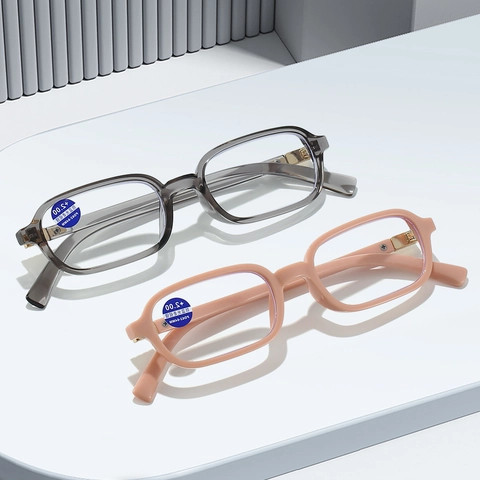 Occhiali Da Lettura Quadrati Alla Moda Anti Luce Blu Montatura PC Lenti Chiare Leggero Ingrandimento Per Uomini Donne