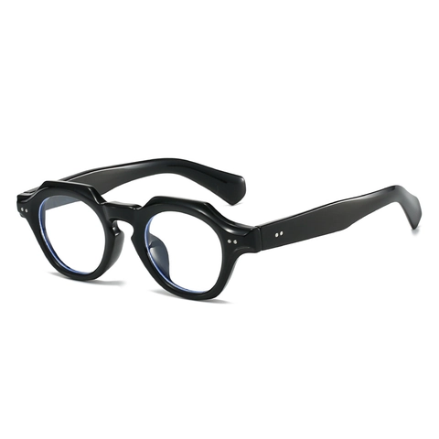 Gafas De Sol Redondas Retro Montura PC Gruesa Lentes AC Protección UV400 Decoración Remaches Moda Hombre Mujer