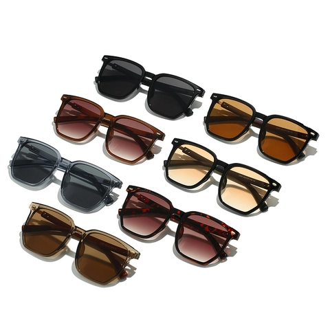 Square Fashion Sunglasses Polarized PC AC Lenses UV400 Protection Metal Hinge Rivet Decor Trendy Eyewear