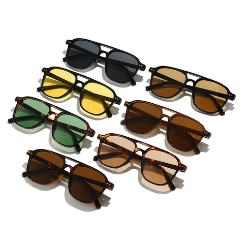 Occhiali Da Sole Aviator Retrò Doppio Ponte Vintage Montatura PC Protezione UV400 Polarizzati Moda Uomini Donne
