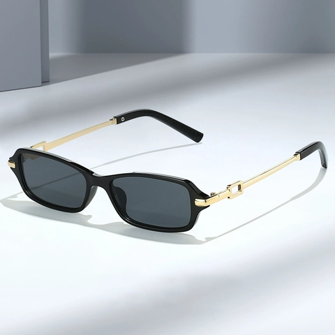 Lunettes De Soleil Rectangulaires Rétro Monture PC Branches En Métal Protection UV400 Mode Streetwear Unisexe