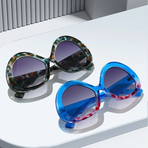 Gafas De Sol Redondas Sobredimensionadas Montura PC Protección UV Diseño Infinito Lente Degradada Moda Vintage Para Fiesta