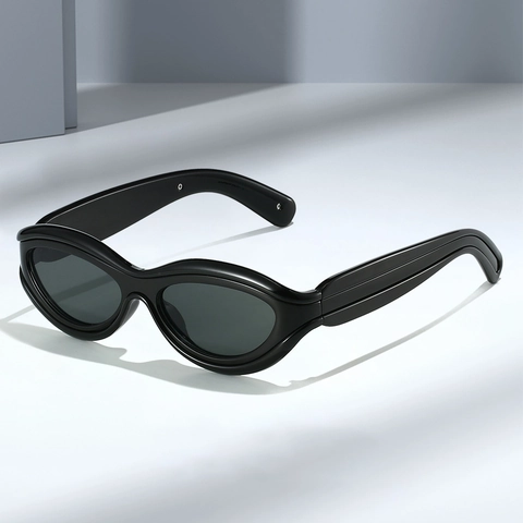 Retro Oval Cat Eye Sunglasses PC Frame UV400 Protection Outdoor Travel Trendy Color Clashing Eyewear Men Women