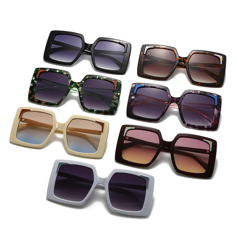 Oversized Square Sunglasses For Women Fashion PC Frame AC Gradient Lenses UV400 Protection Vintage Trendy Eyewear
