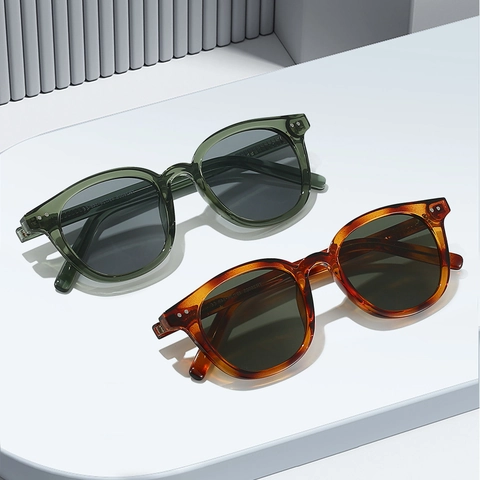 Retro Zonnebril UV400 Bescherming TR Frame AC Lens Vintage Ronde Frame Klinknagel Detail Mode Brillen Unisex