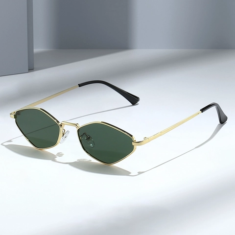 Hexagon Sonnenbrille Metallrahmen UV400 Schutz Polygon Trendy Retro Brille Für Damen Herren