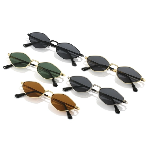 Hexagon Sonnenbrille Metallrahmen UV400 Schutz Polygon Trendy Retro Brille Für Damen Herren