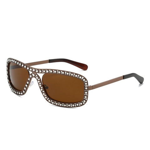 Sunglasses Metal Rhinestone Oversized Oval UV400 Protection Party Vacation Luxury Vintage Fashion Women Accessory