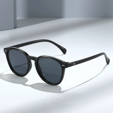 Retro Oval Sonnenbrille Runder Rahmen PC AC Material Mode Unisex Brillen Reisnagel Dekoration