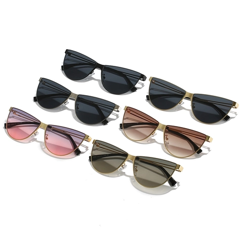 Dames Kattenoog Zonnebril Trendy Opengewerkt Metalen Frame UV400 Bescherming PC Lenzen Retro Mode