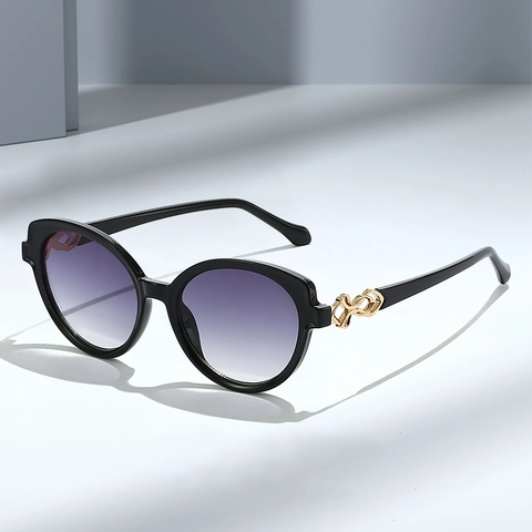 Occhiali Da Sole Occhio Di Gatto Da Donna Retro Ovali Montatura PC Lenti Sfumate UV400 Moda Tendenza Decorazione Metallica