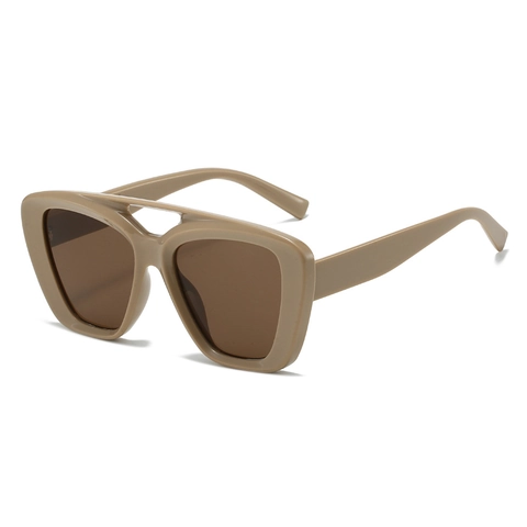 Fashion Oversized Square Sunglasses Double Bridge PC Frame UV400 Protection Retro Outdoor Sunshade Eyewear