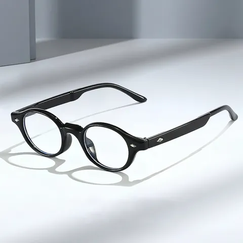 Occhiali Filtro Luce Blu Montatura PC Tonda Ovale Vintage Per Donna Uomo Montatura Ottica Retro Con Rivetti In Metallo