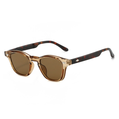 Vintage Square Sunglasses Small Frame UV400 Protection PC Frame AC Lens Metal Rivet Decoration Fashion Unisex