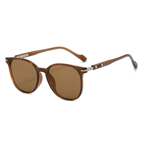 Lunettes De Soleil Rondes Oversize Style Rétro Monture PC Verres AC Protection UV400 Décor De Rivets Mode Voyage Unisexe