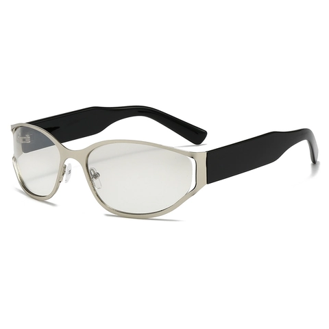 Women Oval Hollow Metal Sunglasses Y2K Retro UV400 Protection Outdoor Fashion Shades Trendy Eyewear