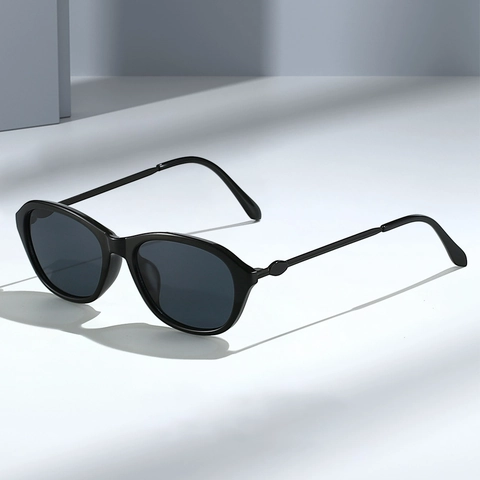 Occhiali Da Sole Cat Eye Rétro Lenti AC Montura Plastica Ovale UV400 Polarizzati Stanghette Metallo Donne