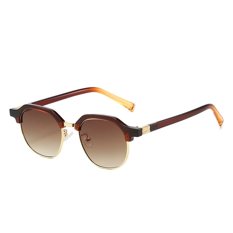 Occhiali Da Sole Retro Tondi Semi-Montatura Plastica Metallo UV400 Occhiali Di Moda Per Donna Streetwear