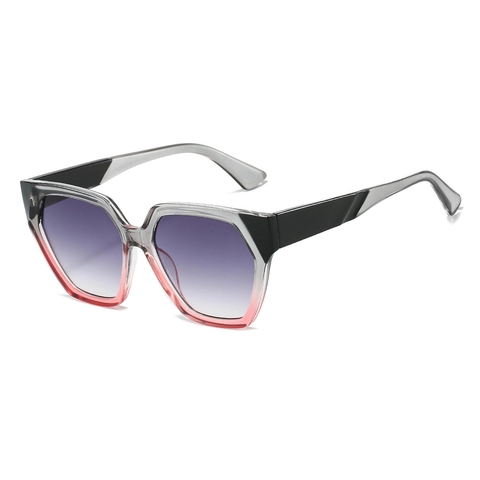 Occhiali Da Sole Poligonali Da Donna Montatura Grande Sfumata Lenti PC Protezione UV400 Retro Esagonale