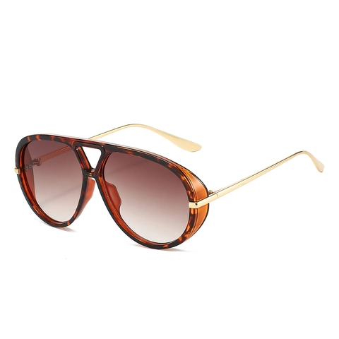 Aviator Sunglasses Retro Double Bridge Large Frame Plastic Metal Fashion UV Protection Trendy Outdoor Eyewear