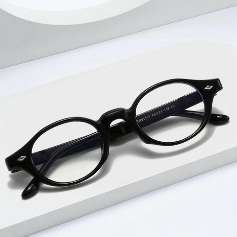Montatura Per Occhiali Da Vista Rotondi Retro TR90 Anti Luce Blu Occhiali Leggeri Con Decoro Borchie Per Donna Uomo