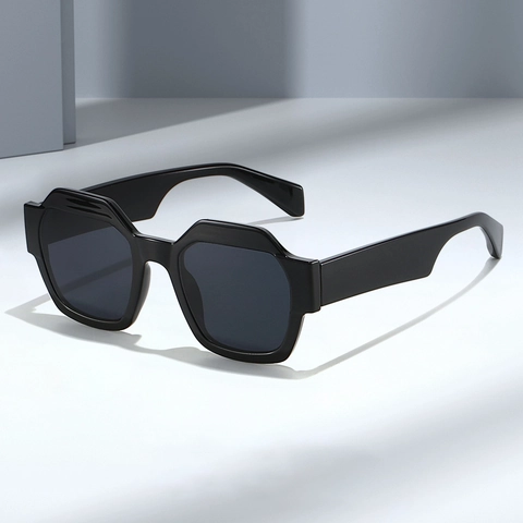 Geometrische Polygoon Zonnebril Trendy PC Dik Frame UV400 Outdoor Street Style Mode Brillen Voor Dames