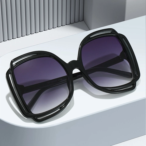 Oversized Sunglasses Women Fashion Hollow Double Layer PC Frame Gradient Lens Butterfly Shape Trendy Party Eyewear
