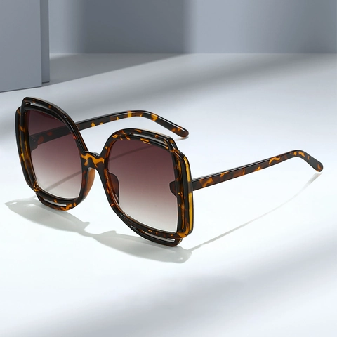 Oversized Sunglasses Women Fashion Hollow Double Layer PC Frame Gradient Lens Butterfly Shape Trendy Party Eyewear