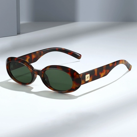 Gafas De Sol Ovaladas Retro Para Mujeres Y Hombres Montura PC Lentes AC Protección UV400 Vintage Decoración Metálica