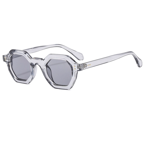 Gafas De Sol Hexagonales Vintage Montura PC Lente AC Remache Geométrico Moda Protección UV400 Viaje Exterior Mujeres Hombres