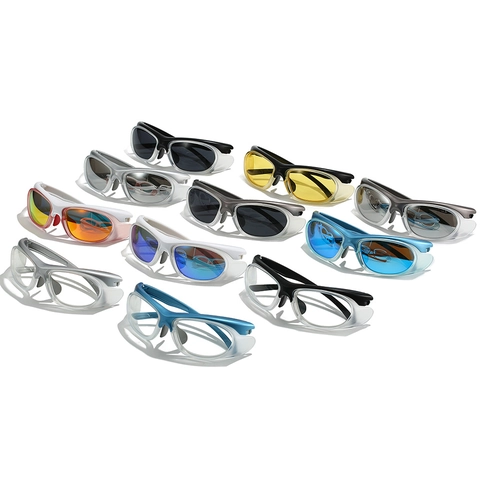 Occhiali Da Sole Sportivi Y2K Stile Tech Occhiali Ciclismo Con Montura PC Lenti PC Protezione UV Antivento Uomo Donna