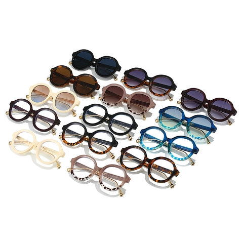 Occhiali Da Sole Ovali Retrò Montatura PC Stanghette In Metallo Protezione UV Luce Blu Moda Vintage