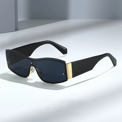Lunettes De Soleil Shield Monobloc Surdimensionnées Protection UV400 Monture Métal PC Style Y2K Hip Hop Pour Hommes Femmes