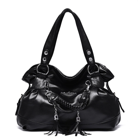 Borsa A Mano Da Donna Pelle PU Grana Di Litchi Grande Capacità Nappa Manico Intrecciato Borsa A Tracolla Street Style