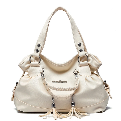 Borsa A Mano Da Donna Pelle PU Grana Di Litchi Grande Capacità Nappa Manico Intrecciato Borsa A Tracolla Street Style