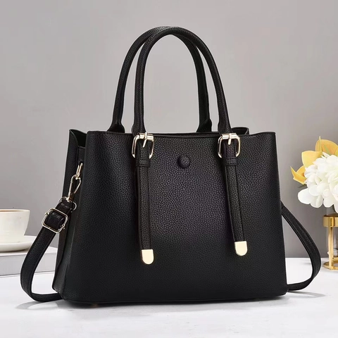 Mode Lychee-patroon PU-leer Handtas Voor Vrouwen Grote Capaciteit Top-handvat Tas Gouden Hardware Schouder Crossbody Tas