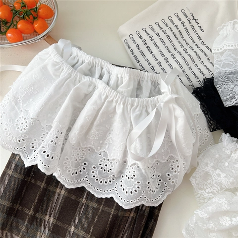 Estensore Per Gonna In Pizzo Da Donna Mini Gonna In Mesh Ricamo Floreale Tulle Con Volant Accessorio Per Il Basso Stile Coreano