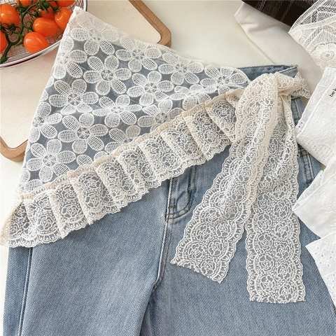 Women Lace Decorative Shawl Vintage Hollow Out Floral Embroidery Layering Skirt Panel Versatile Styling Elegant Accessories