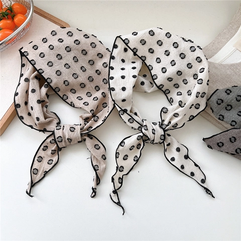 Polka Dot Dreieckiges Halstuch Baumwolle Leinen Kopftuch Vintage Japanisch Koreanisch Stil Damen Mode Accessoires