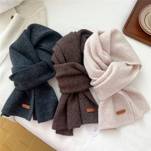 Bufanda De Punto De Lana De Color Sólido Invierno Cálido Acanalado Suave Calentador De Cuello Elegante Minimalista Chic Para Mujeres Y Hombres