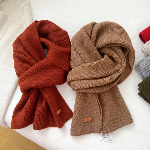 Bufanda De Punto De Lana De Color Sólido Invierno Cálido Acanalado Suave Calentador De Cuello Elegante Minimalista Chic Para Mujeres Y Hombres
